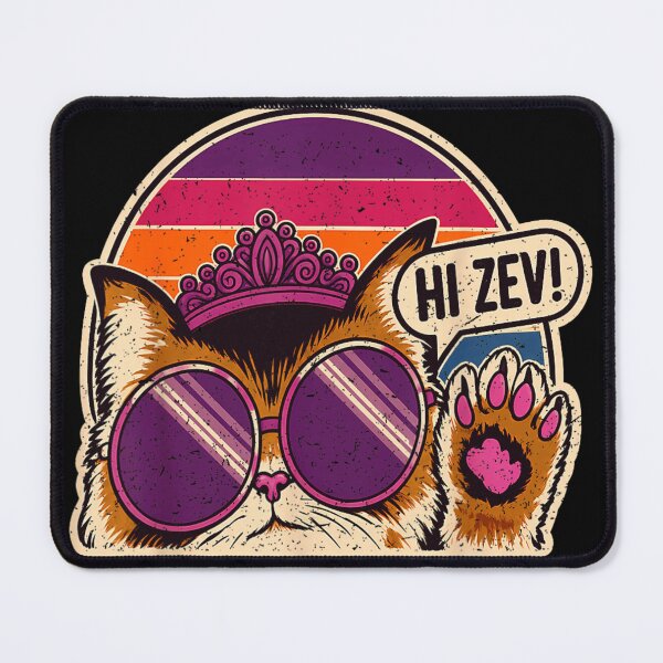 Item preview, Hi Zev Cute Princess Cat With Tiara Sunglasses Retro Sunset Wave designed and sold by KrystinaGiGi.