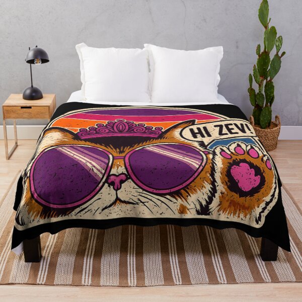 Item preview, Hi Zev Cute Princess Cat With Tiara Sunglasses Retro Sunset Wave designed and sold by KrystinaGiGi.