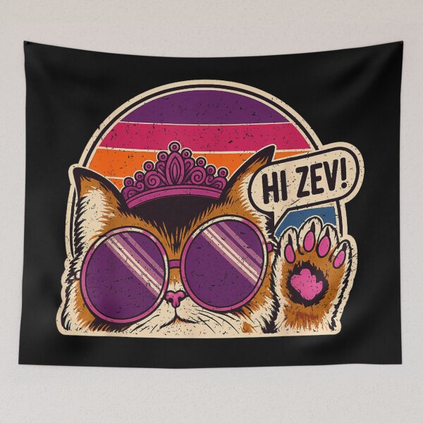 Item preview, Hi Zev Cute Princess Cat With Tiara Sunglasses Retro Sunset Wave designed and sold by KrystinaGiGi.
