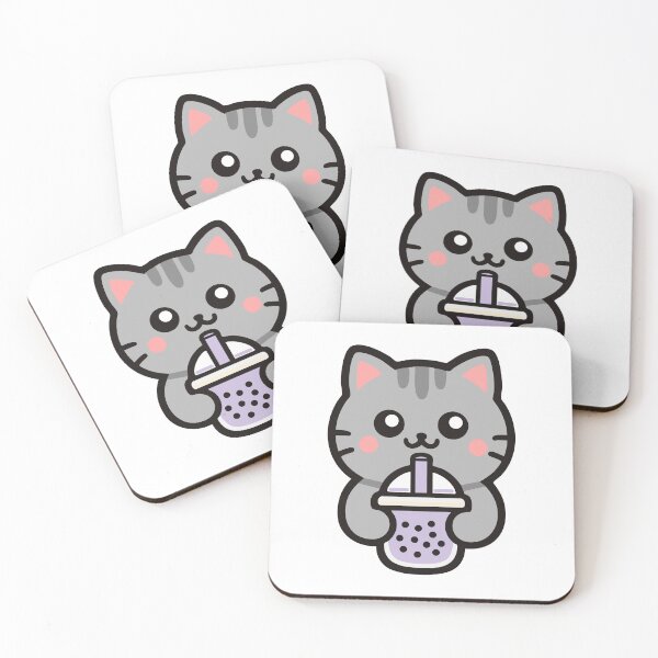 Item preview, Cute Kawaii Cat Drinking Bubble Tea designed and sold by IYI.