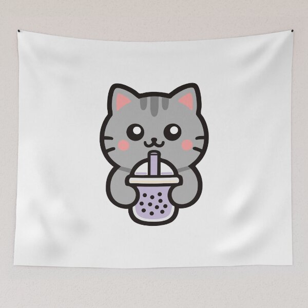 Item preview, Cute Kawaii Cat Drinking Bubble Tea designed and sold by IYI.