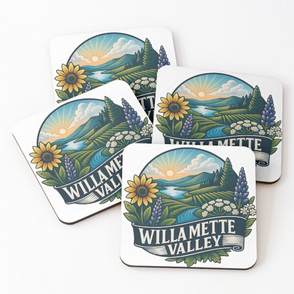 Item preview, Willamette Valley Oregon Landscape Vinyl Sticker – Pacific Northwest Nature Decal for Water Bottle Laptop Car – PNW Wine Country Illustration designed and sold by Ulikedigital14.
