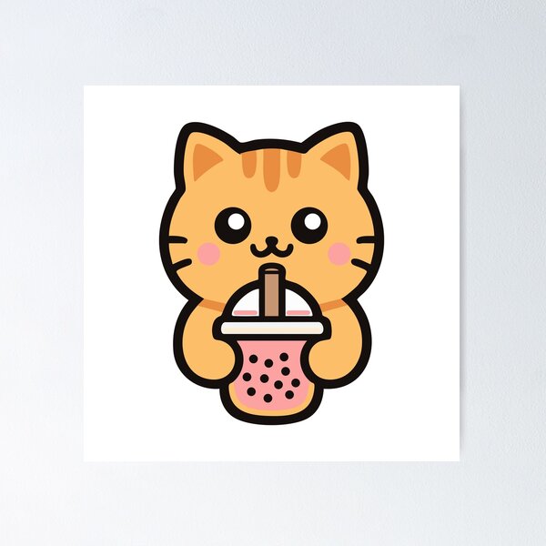 Item preview, Cute Kawaii Cat Drinking Bubble Tea designed and sold by IYI.