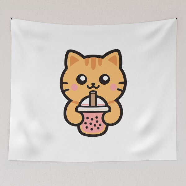 Item preview, Cute Kawaii Cat Drinking Bubble Tea designed and sold by IYI.