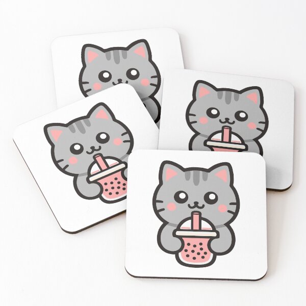 Item preview, Cute Kawaii Cat Drinking Bubble Tea designed and sold by IYI.
