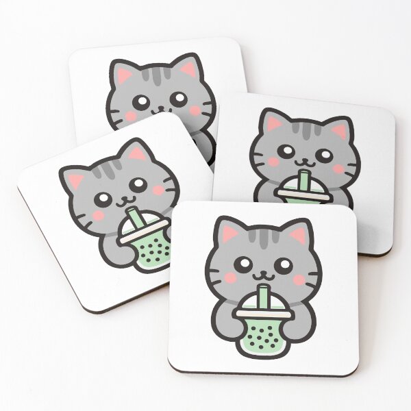 Item preview, Cute Kawaii Cat Drinking Bubble Tea designed and sold by IYI.