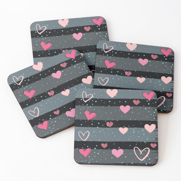 Item preview, Pretty Blue Dots Brush Strokes Pink Hearts Collage Pattern designed and sold by LibertyHub.