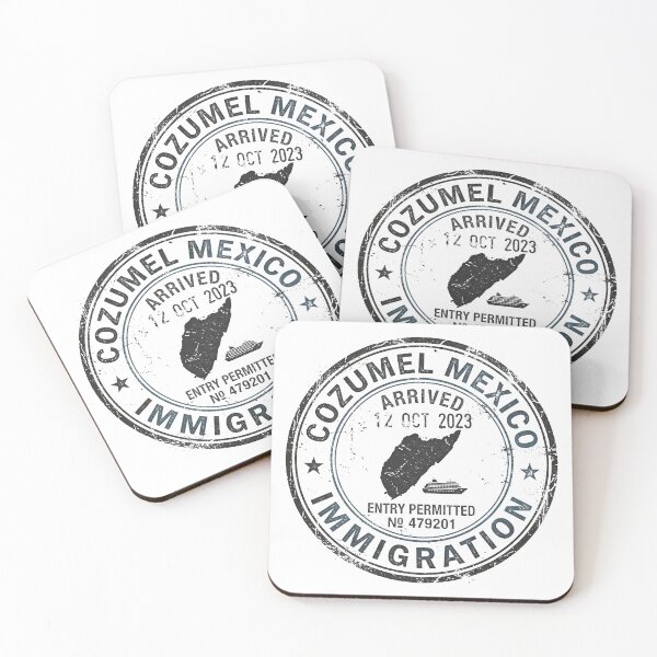 Item preview, Cozumel Map Vintage Passport Stamp Souvenir designed and sold by DuckOddity.