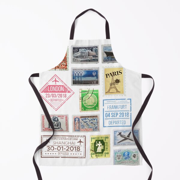 Item preview, Vintage Airmail Stamp Collage Paris London Frankfurt Shanghai Travel Ephemera designed and sold by GraphicsMark.