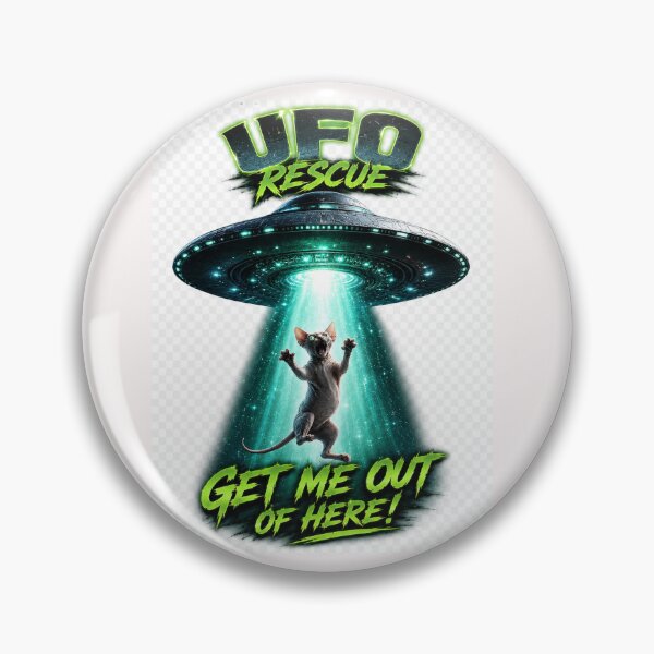Item preview, UFO Rescue | Get Me Out Of Here Sphynx Cat designed and sold by highvibz72.