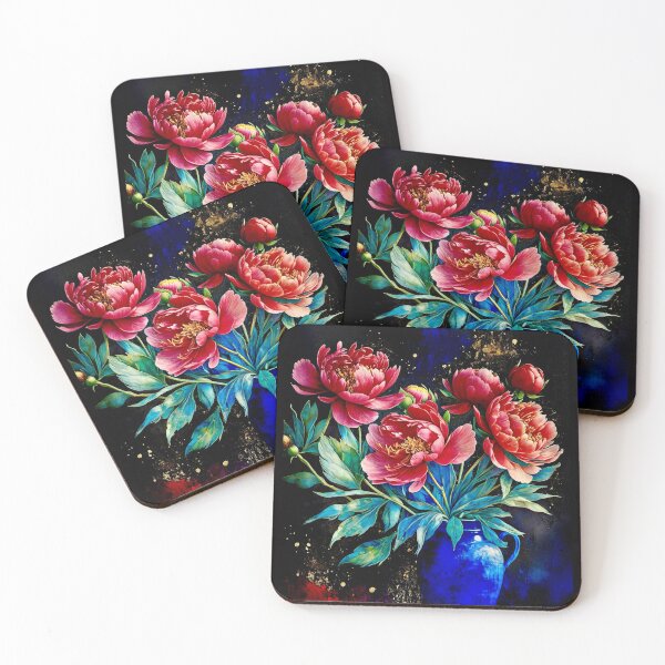 Item preview, Red Peonies and a Blue Vase designed and sold by ©Janis Zroback.