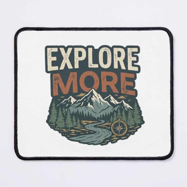 Item preview, Vintage Explore More Mountain River Retro Nature Badge designed and sold by Venloomzy.