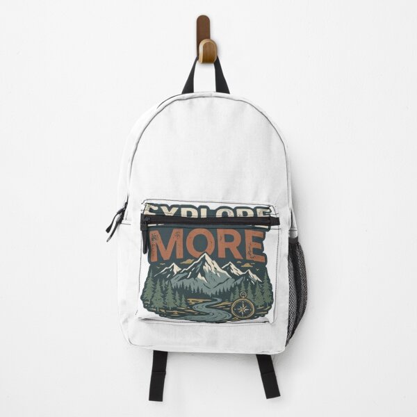 Item preview, Vintage Explore More Mountain River Retro Nature Badge designed and sold by Venloomzy.