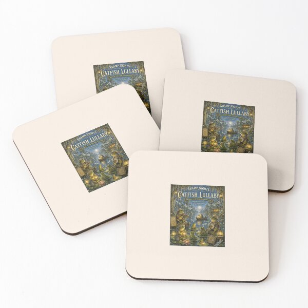 Item preview, Catfish Lullaby Midnight with Frogs and Dragonflies Swamp Fantasy Art Print designed and sold by Novel Works Studio.