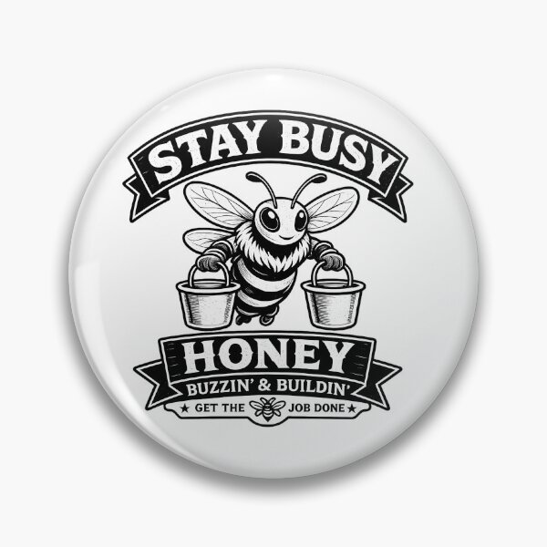 Item preview, Stay Busy Honey Black and White Graphic Tee | Vintage Workwear Bee Shirt designed and sold by Irysek.