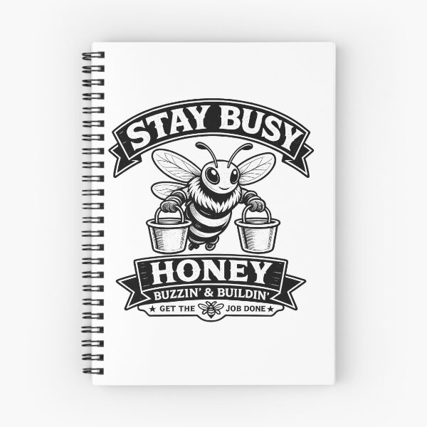 Item preview, Stay Busy Honey Black and White Graphic Tee | Vintage Workwear Bee Shirt designed and sold by Irysek.