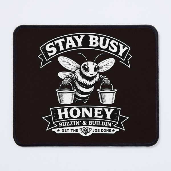 Item preview, Stay Busy Honey Black and White Graphic Tee | Vintage Workwear Bee Shirt designed and sold by Irysek.