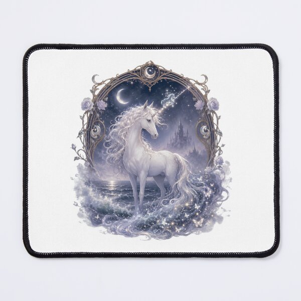 Item preview, The Last Unicorn Moonlit Sea Art Nouveau Fantasy designed and sold by Orbit Ink.