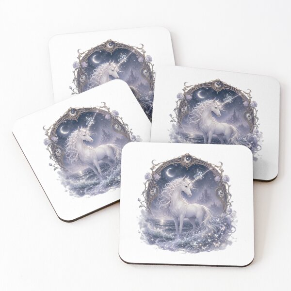 Item preview, The Last Unicorn Moonlit Sea Art Nouveau Fantasy designed and sold by Orbit Ink.