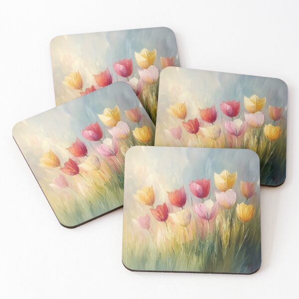 Item preview, Tulip Field Art, Soft Impressionist Spring Floral Illustration designed and sold by daila70.