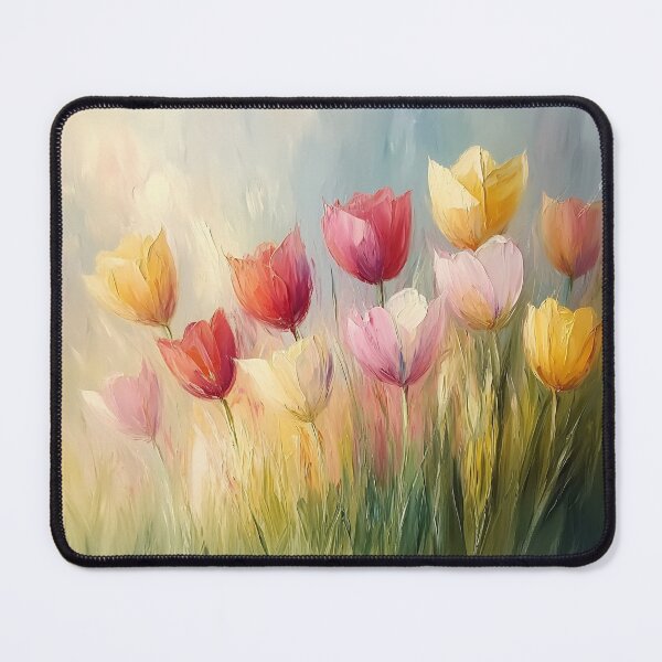 Item preview, Tulip Field Art, Soft Impressionist Spring Floral Illustration designed and sold by daila70.