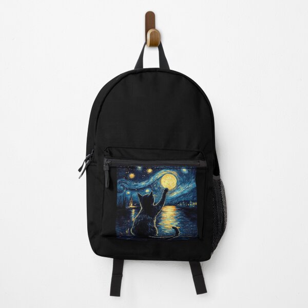 Item preview, Starry Night Cat Vincent Van Gogh Style Black Cat Lover Gift designed and sold by Thread&Fable.