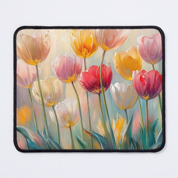 Item preview, Dreamy Tulips Art, Pastel Spring Floral Field Illustration Print designed and sold by daila70.