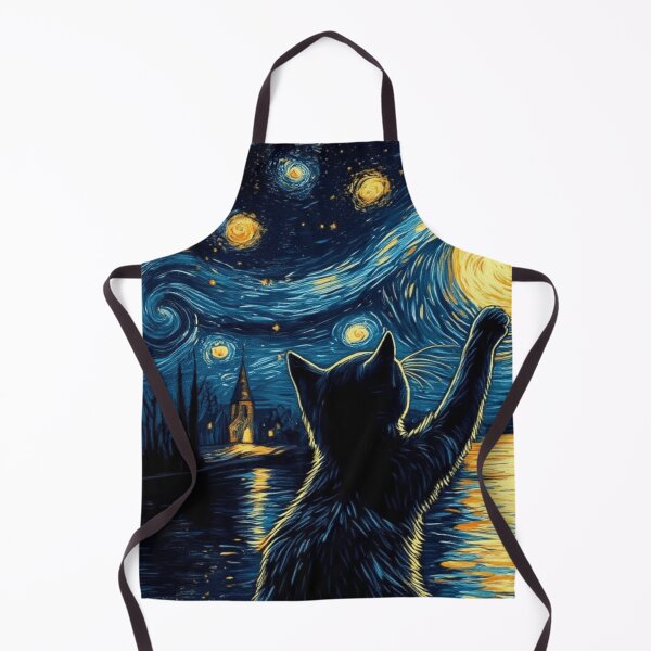 Item preview, Starry Night Cat Vincent Van Gogh Style Black Cat Lover Gift designed and sold by Thread&Fable.