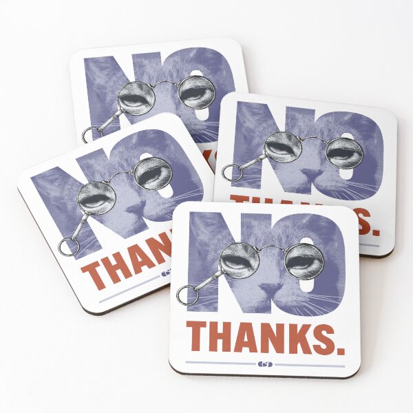 Item preview, No Thanks — Cat Vintage Glasses Introvert Art designed and sold by Decorador de Corazones.