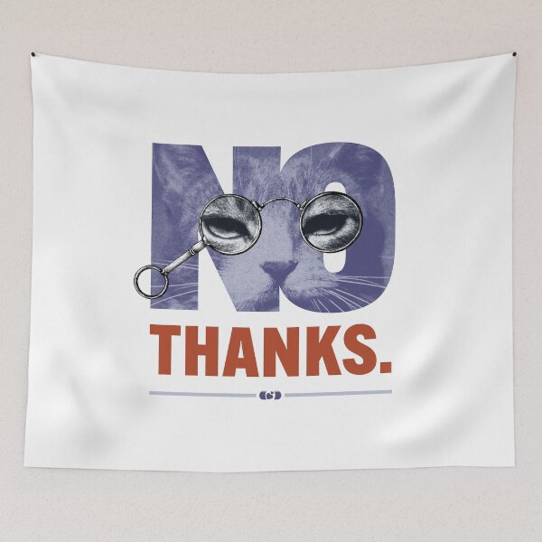 Item preview, No Thanks — Cat Vintage Glasses Introvert Art designed and sold by Decorador de Corazones.