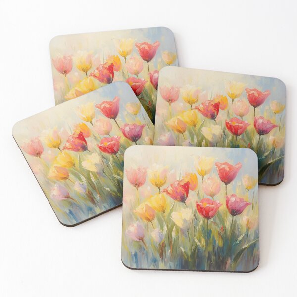 Item preview, Colorful Tulip Field Art, Soft Pastel Spring Floral Illustration designed and sold by daila70.