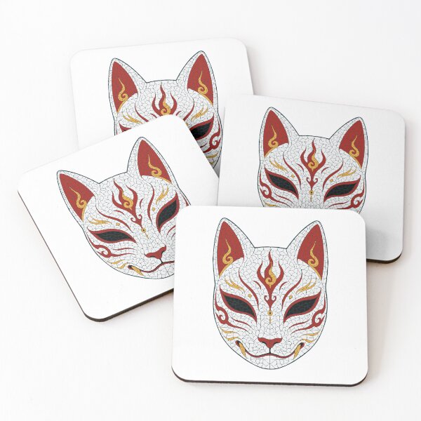 Item preview, Bakeneko Mask Mosaic Art – Japanese Folklore Inspired Design designed and sold by SandersonStudio.