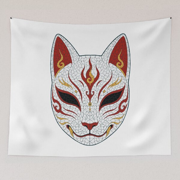 Item preview, Bakeneko Mask Mosaic Art – Japanese Folklore Inspired Design designed and sold by SandersonStudio.