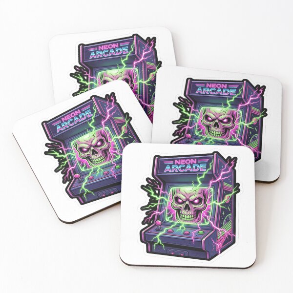 Item preview, Neon Arcade Skull Retro Gaming Design designed and sold by JeevanStickers.