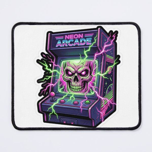 Item preview, Neon Arcade Skull Retro Gaming Design designed and sold by JeevanStickers.