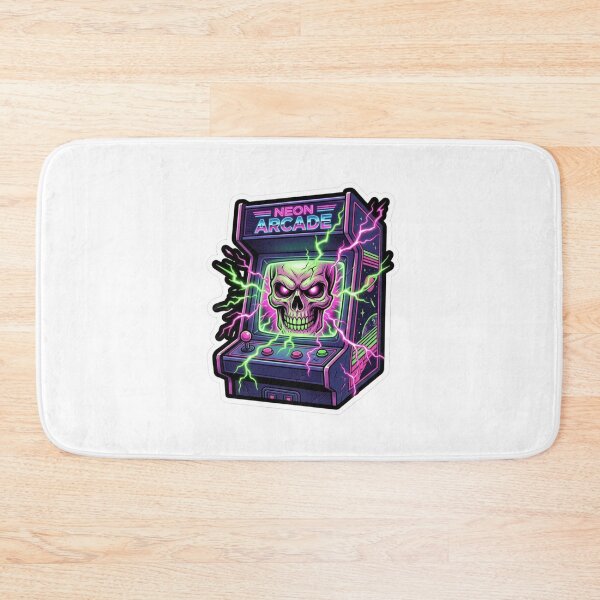 Aperçu de l'œuvre Design rétro de jeu d'arcade néon crâne créée et vendue par JeevanStickers.