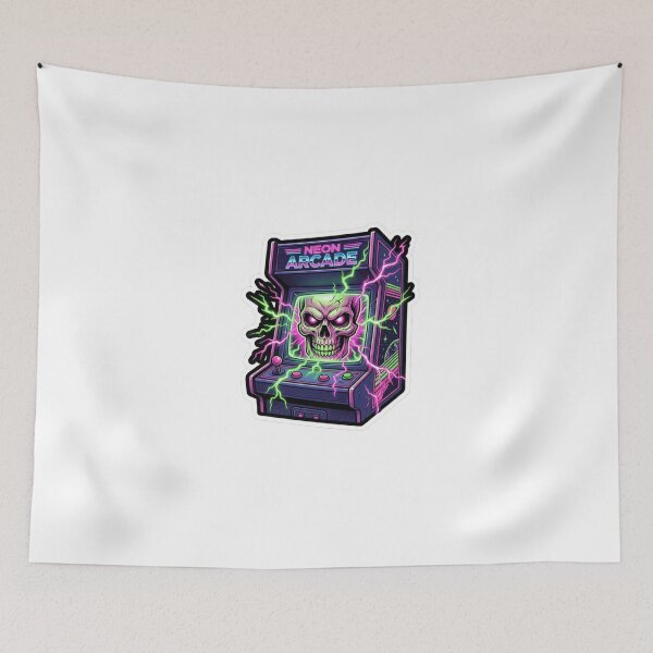 Item preview, Neon Arcade Skull Retro Gaming Design designed and sold by JeevanStickers.