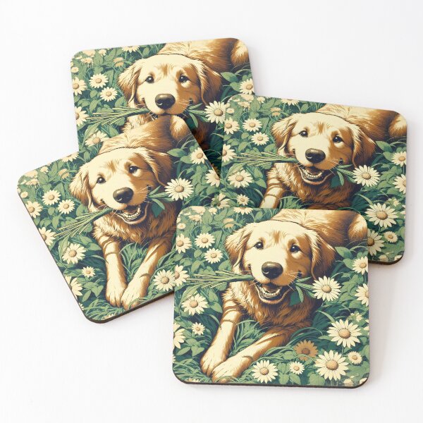 Item preview, Golden Retriever with Flower, Ai Generated Art designed and sold by ACC .