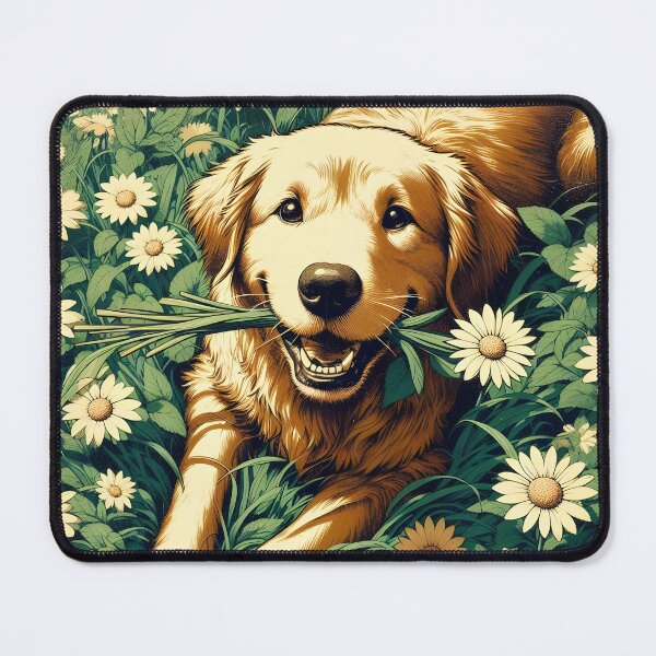Item preview, Golden Retriever with Flower, Ai Generated Art designed and sold by ACC .