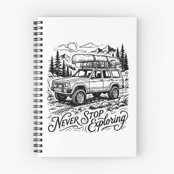 Item preview, Never Stop Exploring Cherokee XJ - Vintage Overlanding Canoe 4x4 Graphic designed and sold by Off-Road-Zone.
