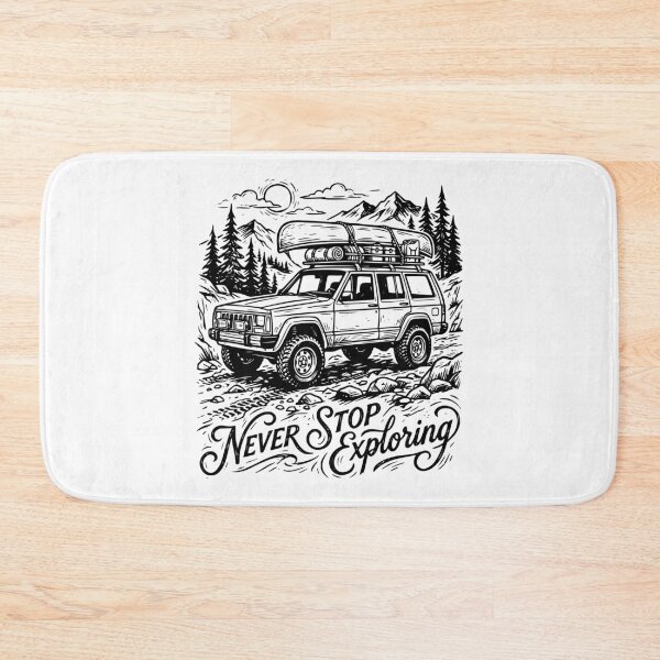 Item preview, Never Stop Exploring Cherokee XJ - Vintage Overlanding Canoe 4x4 Graphic designed and sold by Off-Road-Zone.