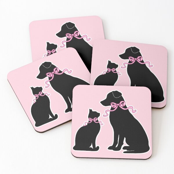 Item preview, Cute Cat and Dog Silhouette Pink Bows Coquette designed and sold by Kaimarbe | Cute Stickers & Apparel.