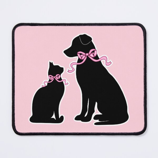 Item preview, Cute Cat and Dog Silhouette Pink Bows Coquette designed and sold by Kaimarbe | Cute Stickers & Apparel.