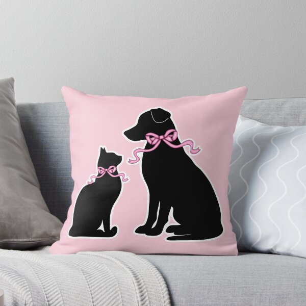 Item preview, Cute Cat and Dog Silhouette Pink Bows Coquette designed and sold by Kaimarbe | Cute Stickers & Apparel.
