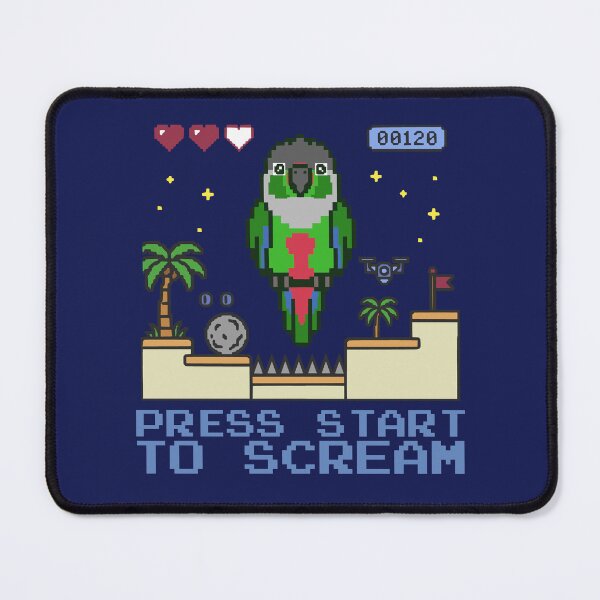 Item preview, Video Game Press Start To Scream Funny Green Cheeked Conure Pixel Nerd designed and sold by FandomizedRose.