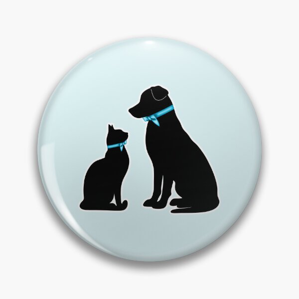 Item preview, Dapper Cat and Dog Silhouette Blue Bowties Art designed and sold by Kaimarbe | Cute Stickers & Apparel.