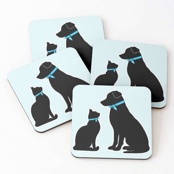 Item preview, Dapper Cat and Dog Silhouette Blue Bowties Art designed and sold by Kaimarbe | Cute Stickers & Apparel.