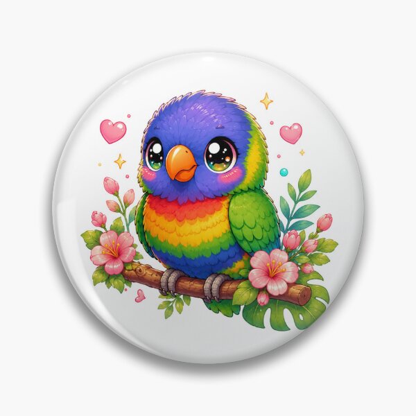Item preview, Kawaii Rainbow Lorikeet – Cute Tropical Bird Pastel Chibi Art designed and sold by MarekoraStudio.