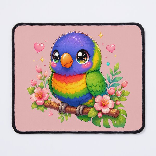 Item preview, Kawaii Rainbow Lorikeet – Cute Tropical Bird Pastel Chibi Art designed and sold by MarekoraStudio.