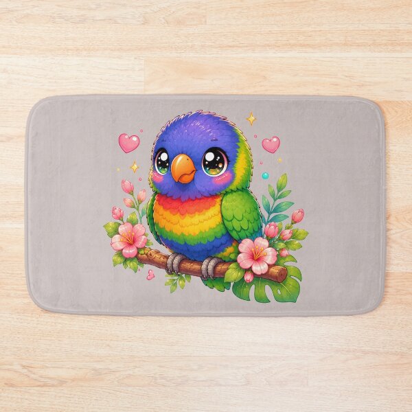 Item preview, Kawaii Rainbow Lorikeet – Cute Tropical Bird Pastel Chibi Art designed and sold by MarekoraStudio.